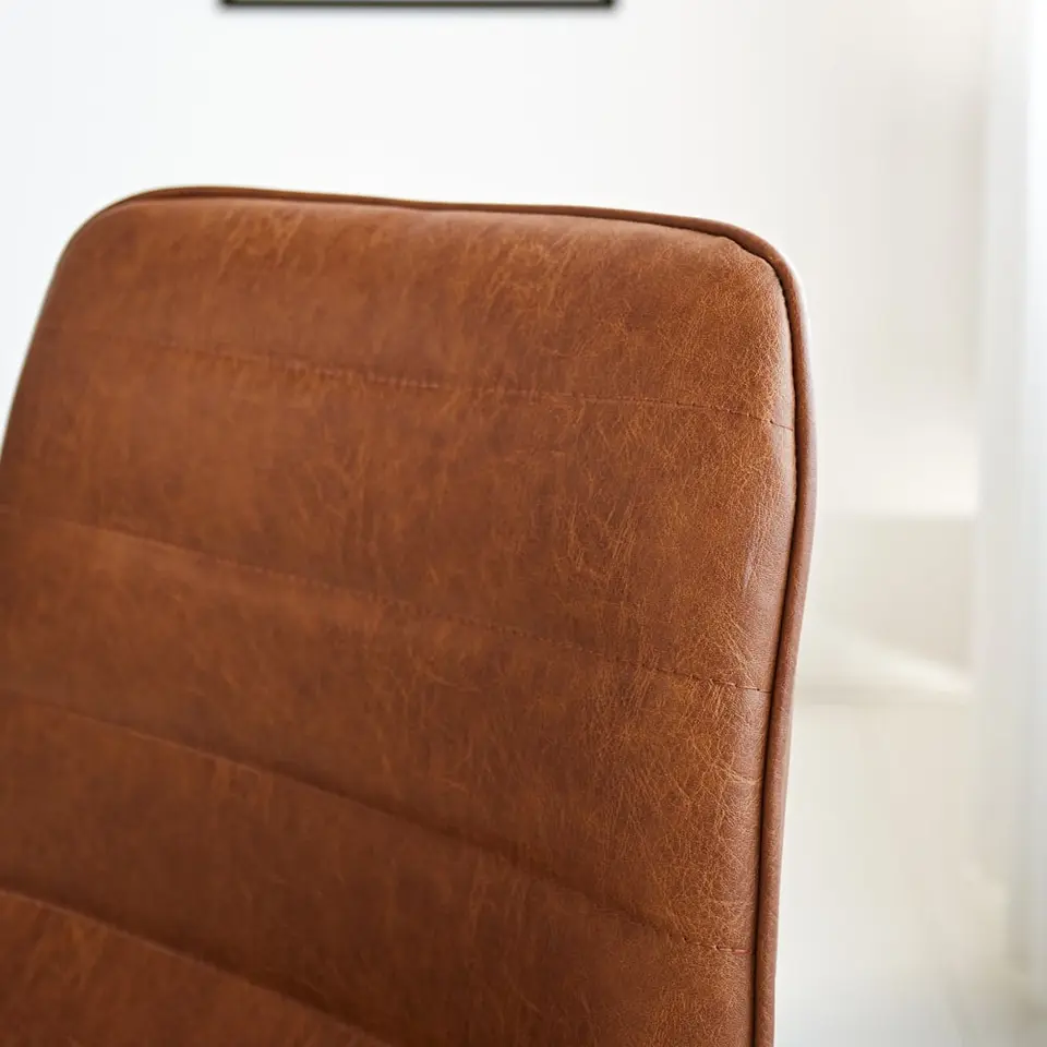 Industriële eetkamerstoel Mark cognac - Kunstleder - Bruin