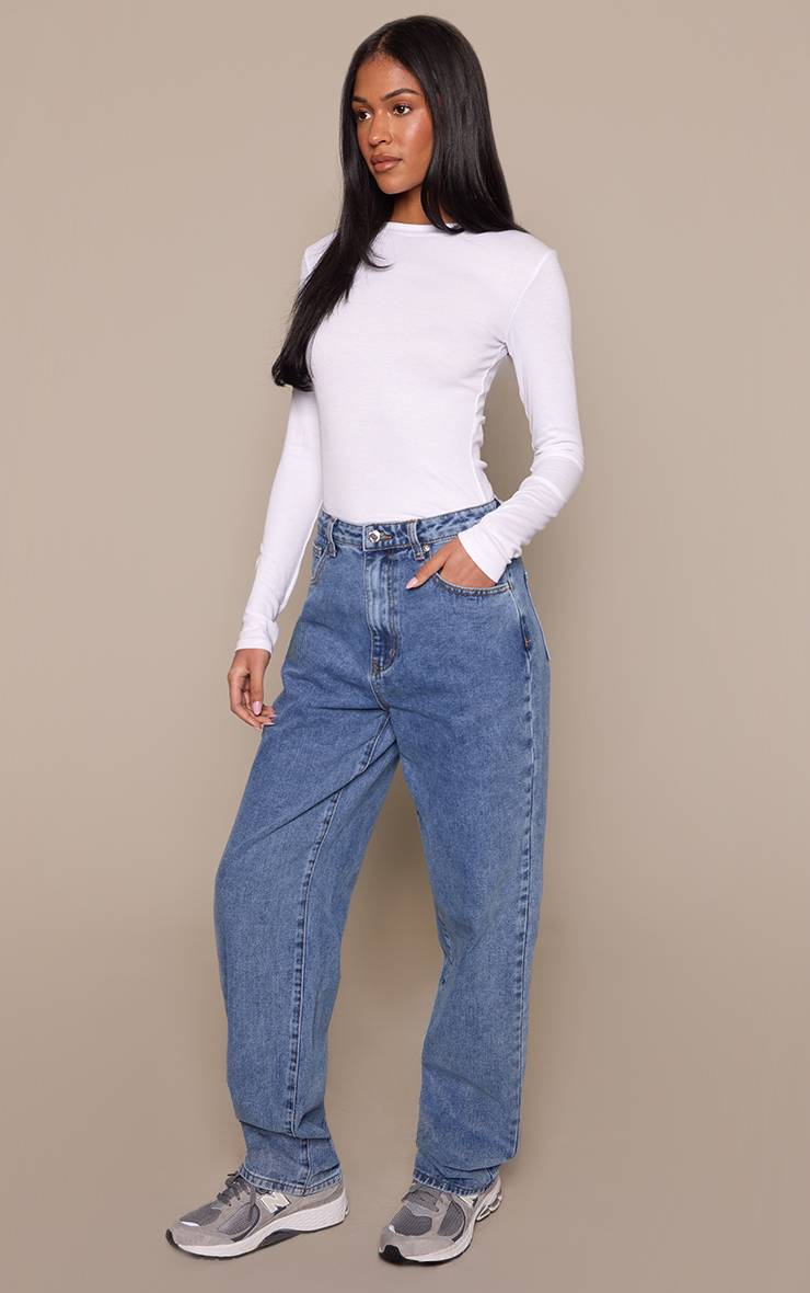 Mid Blue Wash Jean Boyfriend Taille Haute Tall