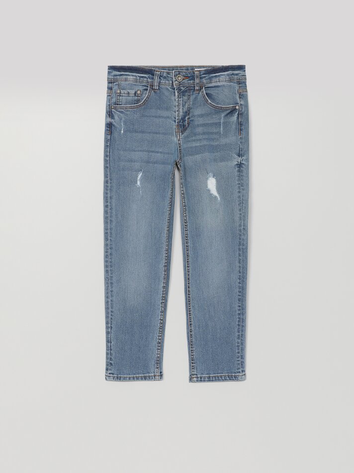 Calça jeans slim confortável - Azul claro