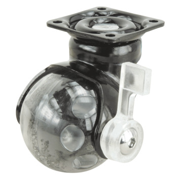 Zwenkwiel   rem POLY met plaatbevestiging 50mm tot 40kg