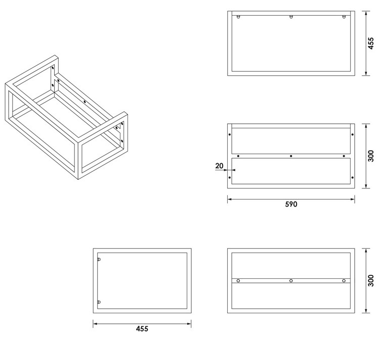 Brauer Believe frame voor wastafel 60cm gunmetal geborsteld PVD