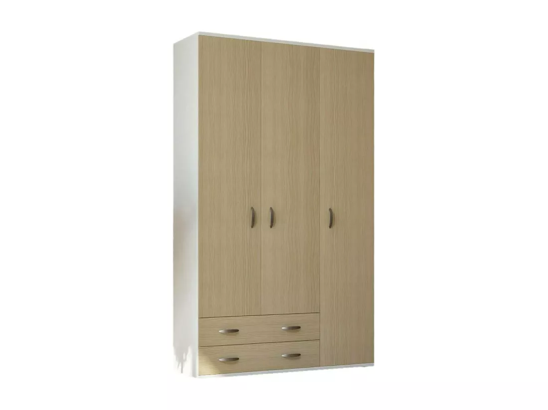 Garde-robe 3 portes Drabit, Meubles de chambre, Dressing avec portes, Armoire, Made in Italy, 120x52h170 cm, Blanc et chêne