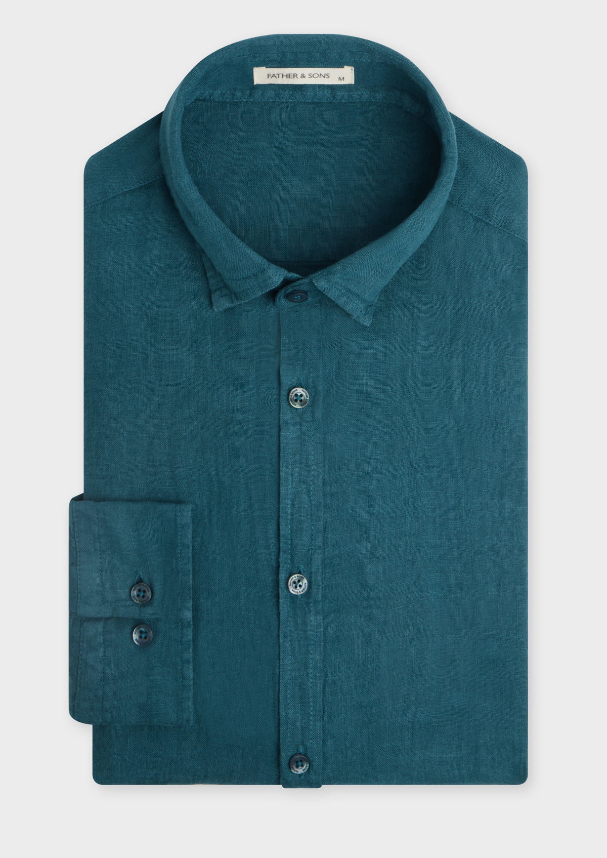 Chemise sport Slim en lin uni bleu paon