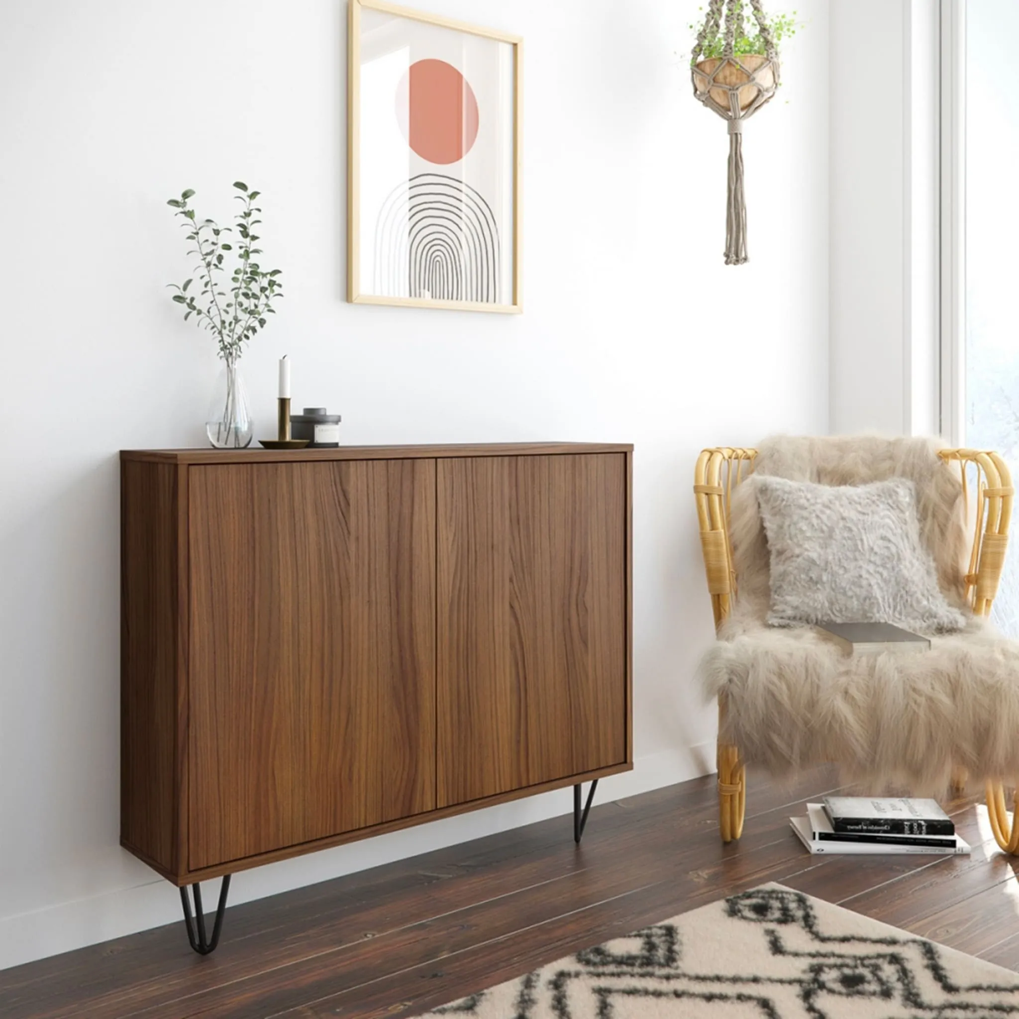 Nexera Console de Rangement 2 Portes Slim - Noyer