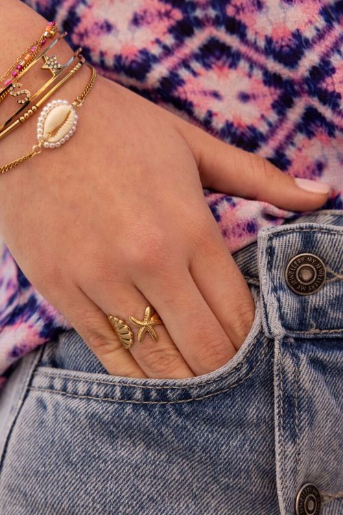 Ocean ring met schelp en zeester