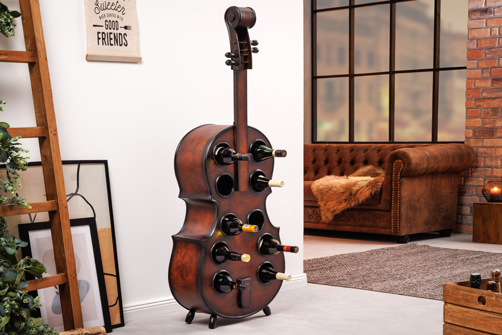 Extravagantes Weinregal CELLO 133cm braun Tannenholz für 10 Flaschen