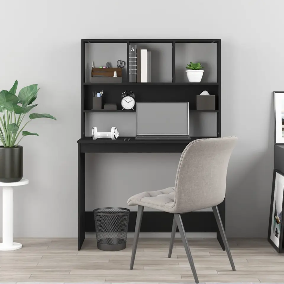 vidaXL - Bureau - Zwart - Bewerkt hout