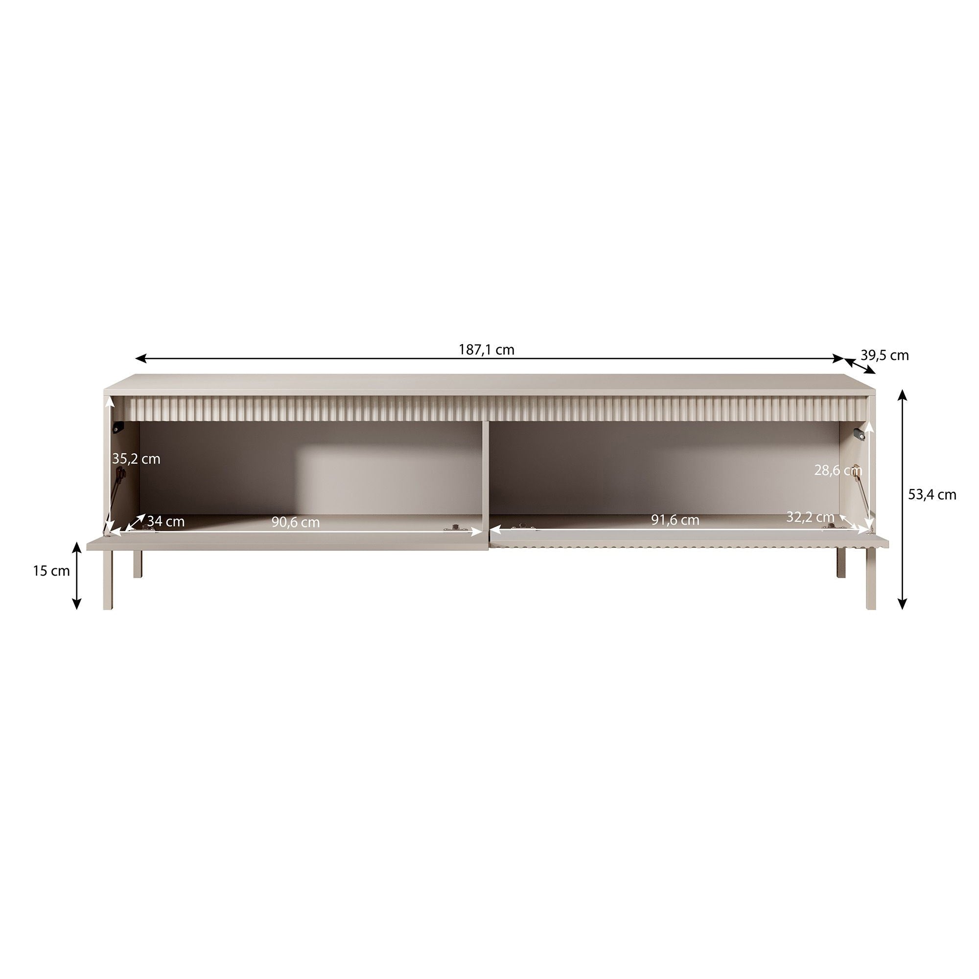 Saran - TV-Meubel - Beige - 187x40x53 cm