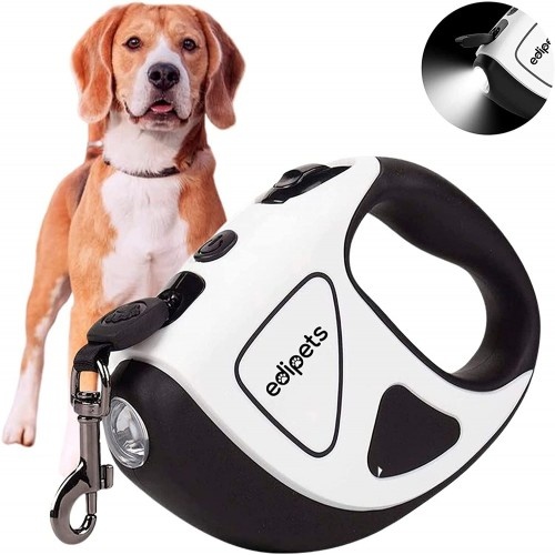 Guia extensível Edipets com luz LED branca para cães