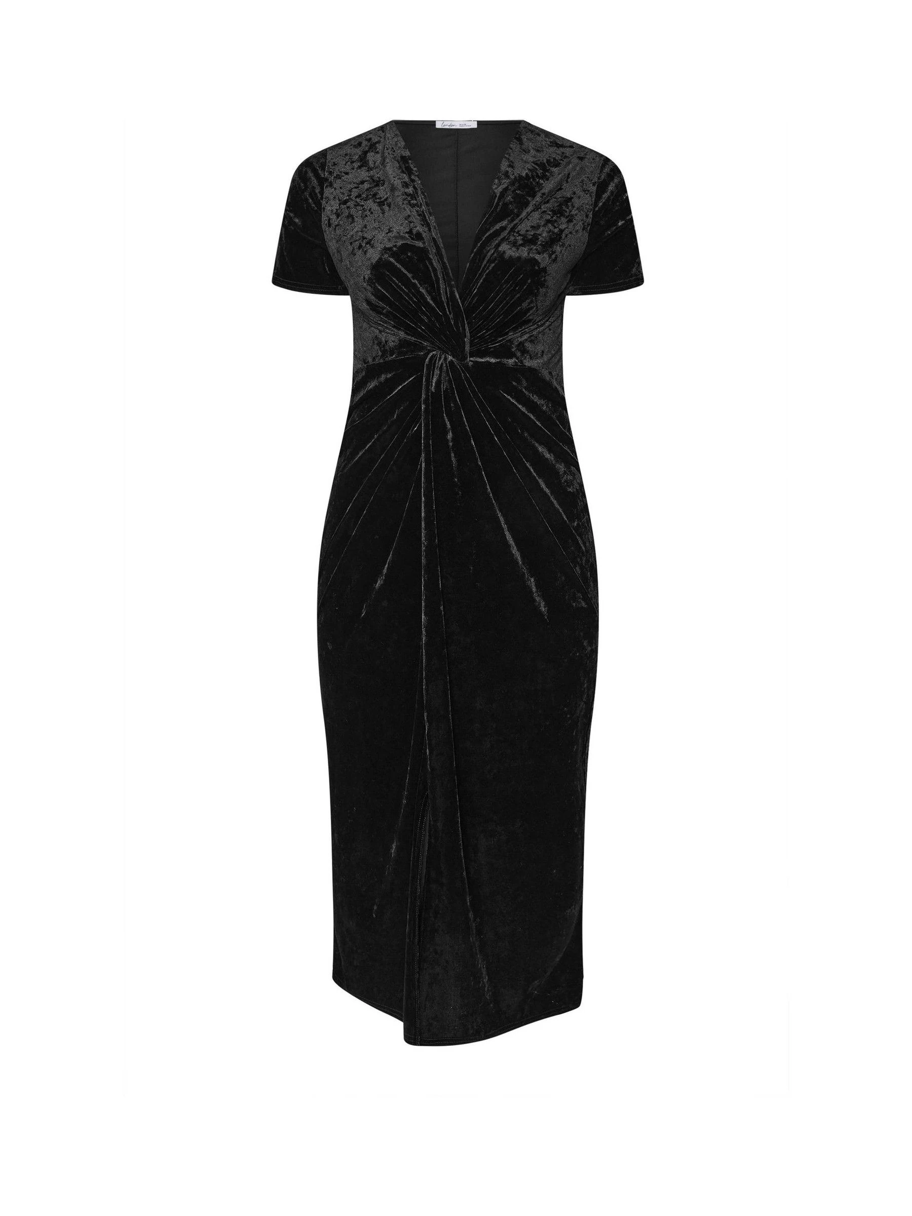 Zwart - Yours Curve London Velvet Knot Dress