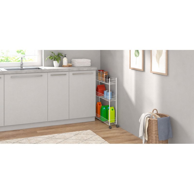 Desserte multi-usage Fino, 3 niveaux, blanc