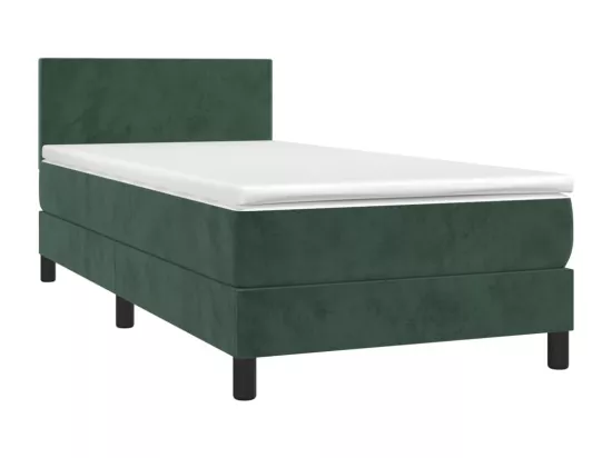 Sommier tapissier et matelas et LED Vert foncé 90x190cm Velours