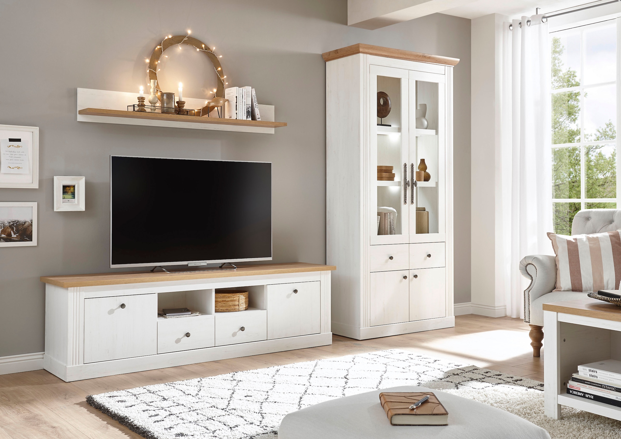 Home affaire Wohnwand »Westminster TOPSELLER!« Set, Vitrine, Lowboard, Wandregal, 3 Stk. tlg.