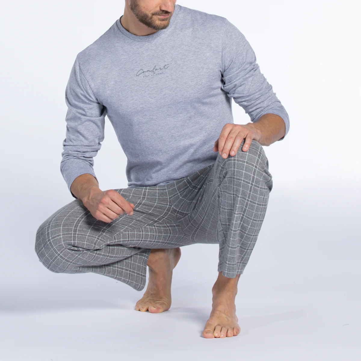 Pyjama homme FORT gris chiné/imprimé