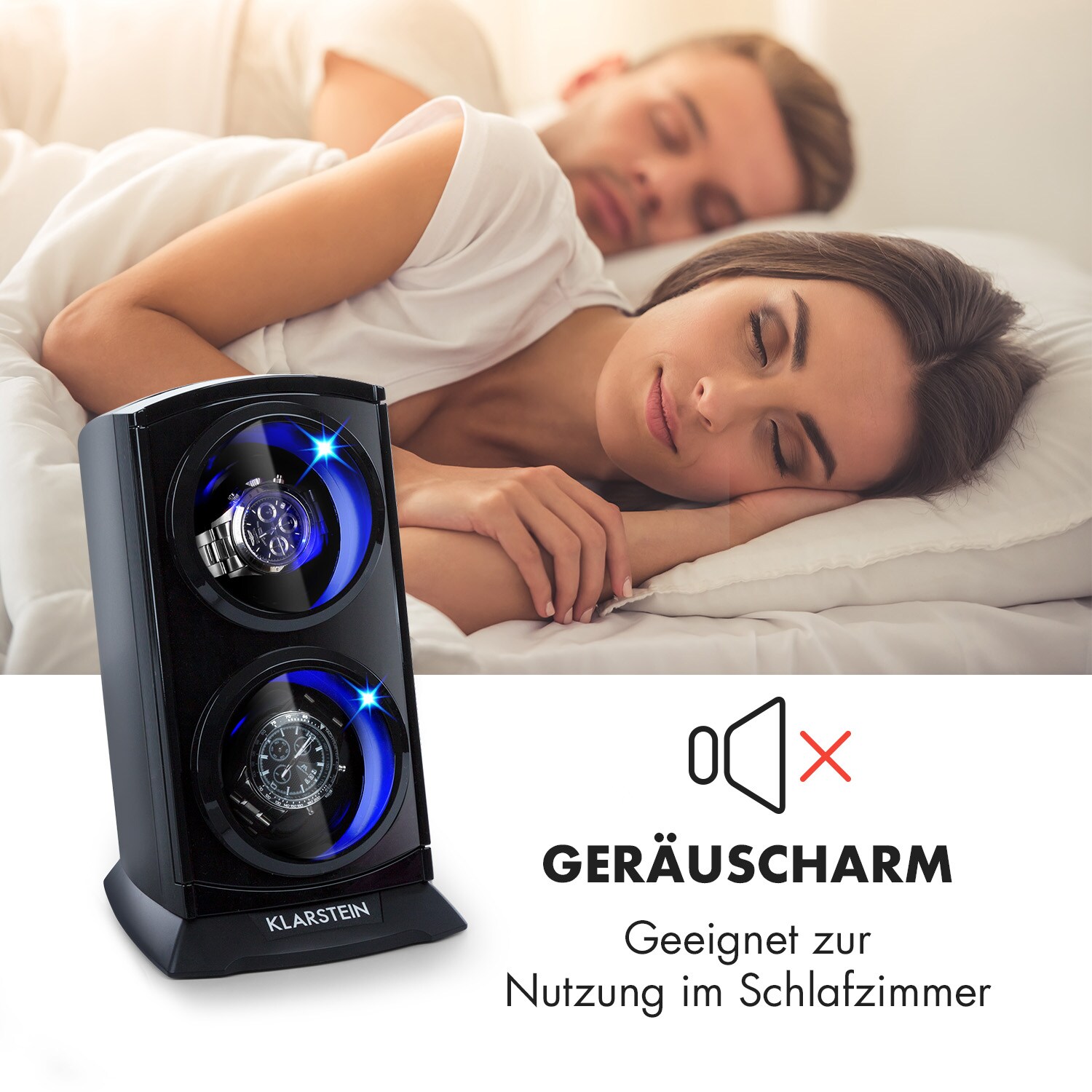 St. Gallen Premium Uhrenbeweger 2 Uhren 4 Geschwindigkeiten Matt-Schwarz