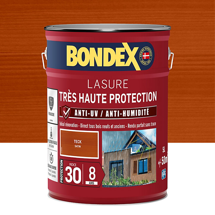 Lasure extérieure très haute protection Bondex 8 ans teck 5L