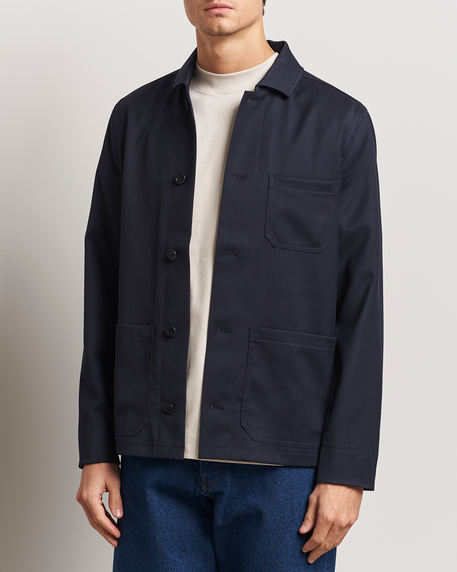 Filippa K Louis Wool Gabardine Shirt Jacket Navy
