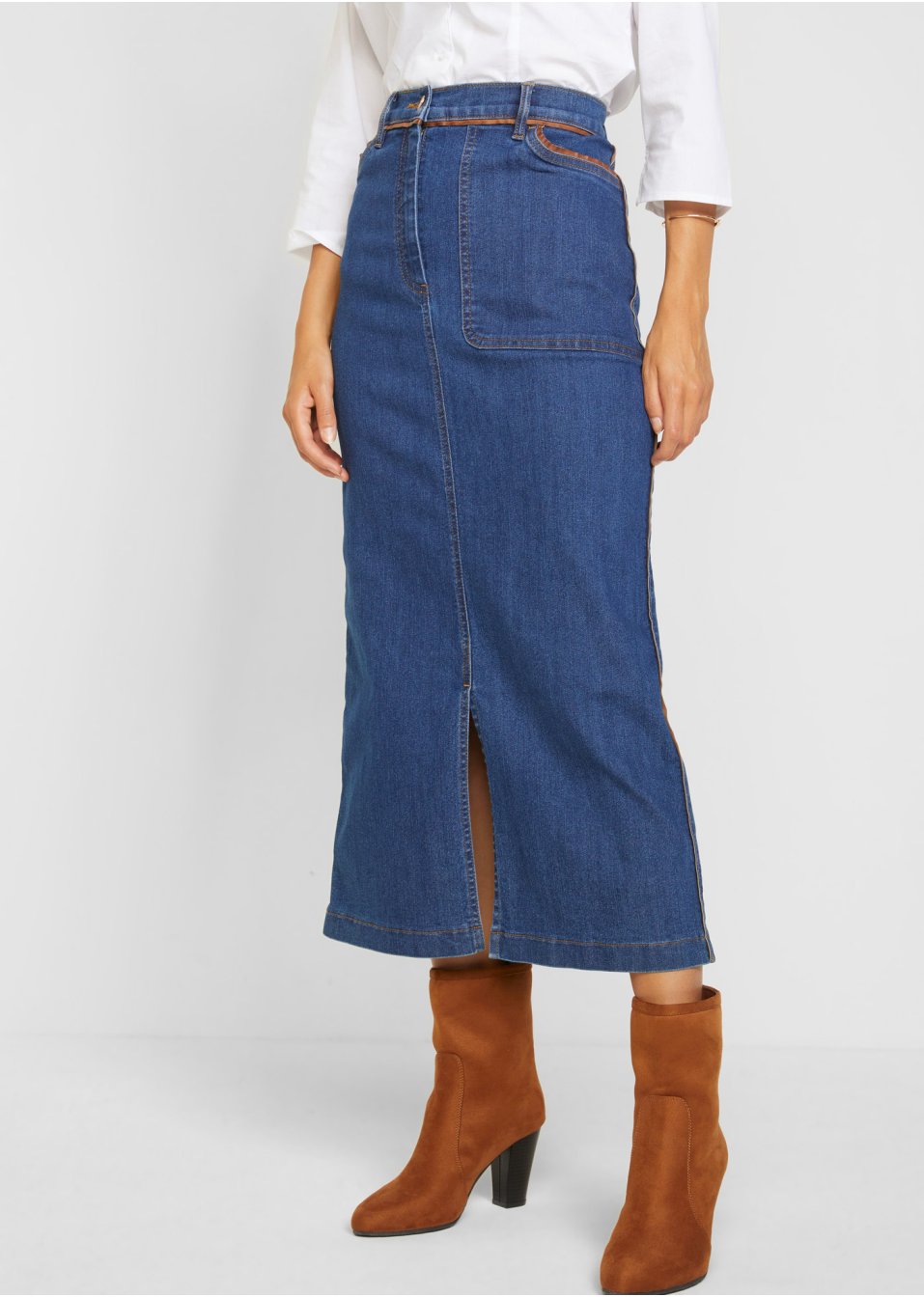 Jupe en jean avec passepoil PU