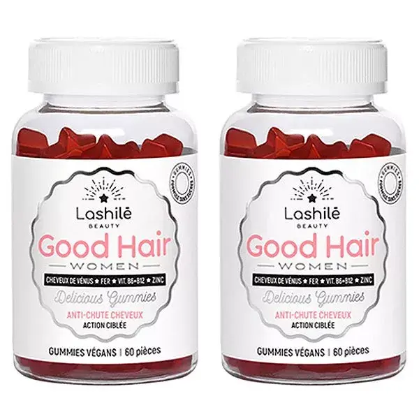 Lashilé Beauty Good Hair Women Anti-Chute Cheveux Sans Sucres Lot de 2 x 60 gummies