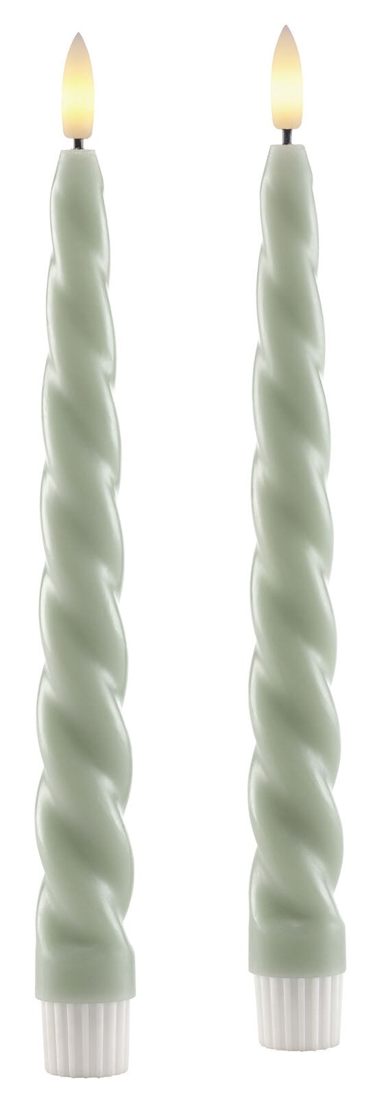 casaNOVA LED Kerze DRILL 2er Set je 24 cm grün