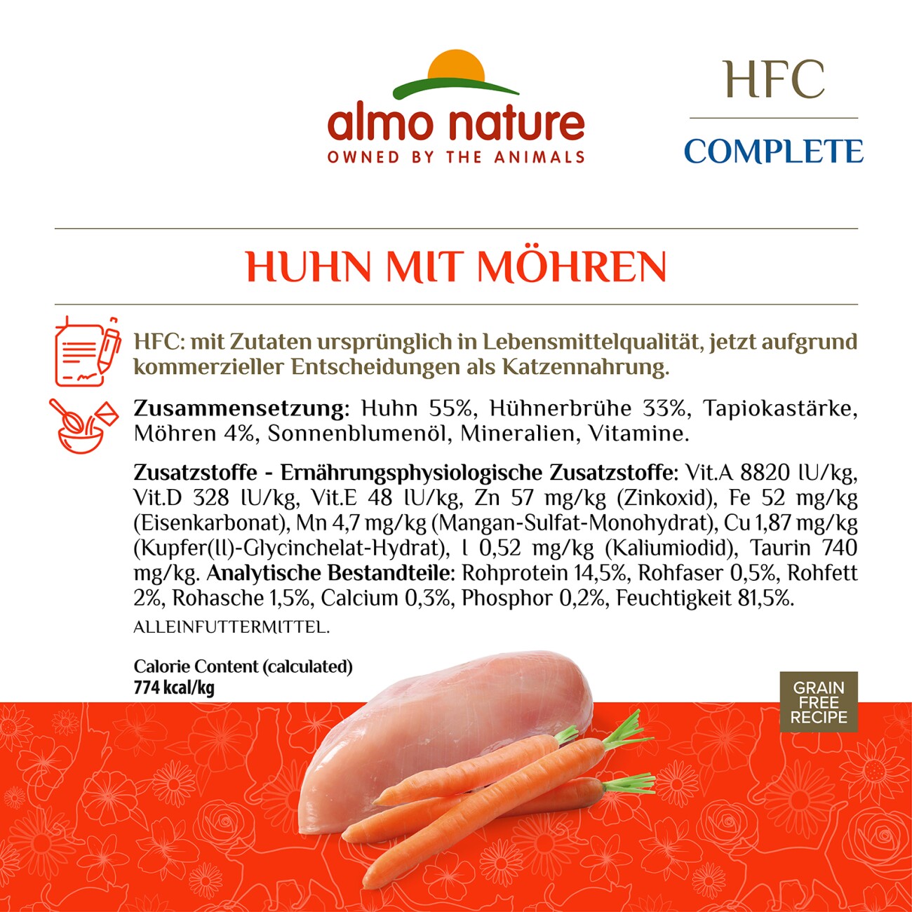 Almo nature Almo Complete HFC Huhn mit Möhren 24x70 g