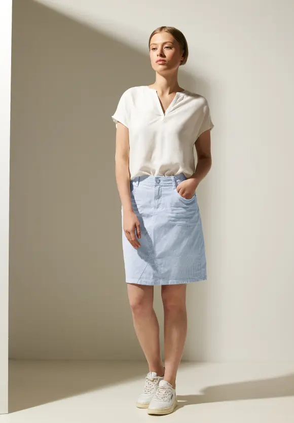 Gestreifter Jeansrock - light blue striped washed
