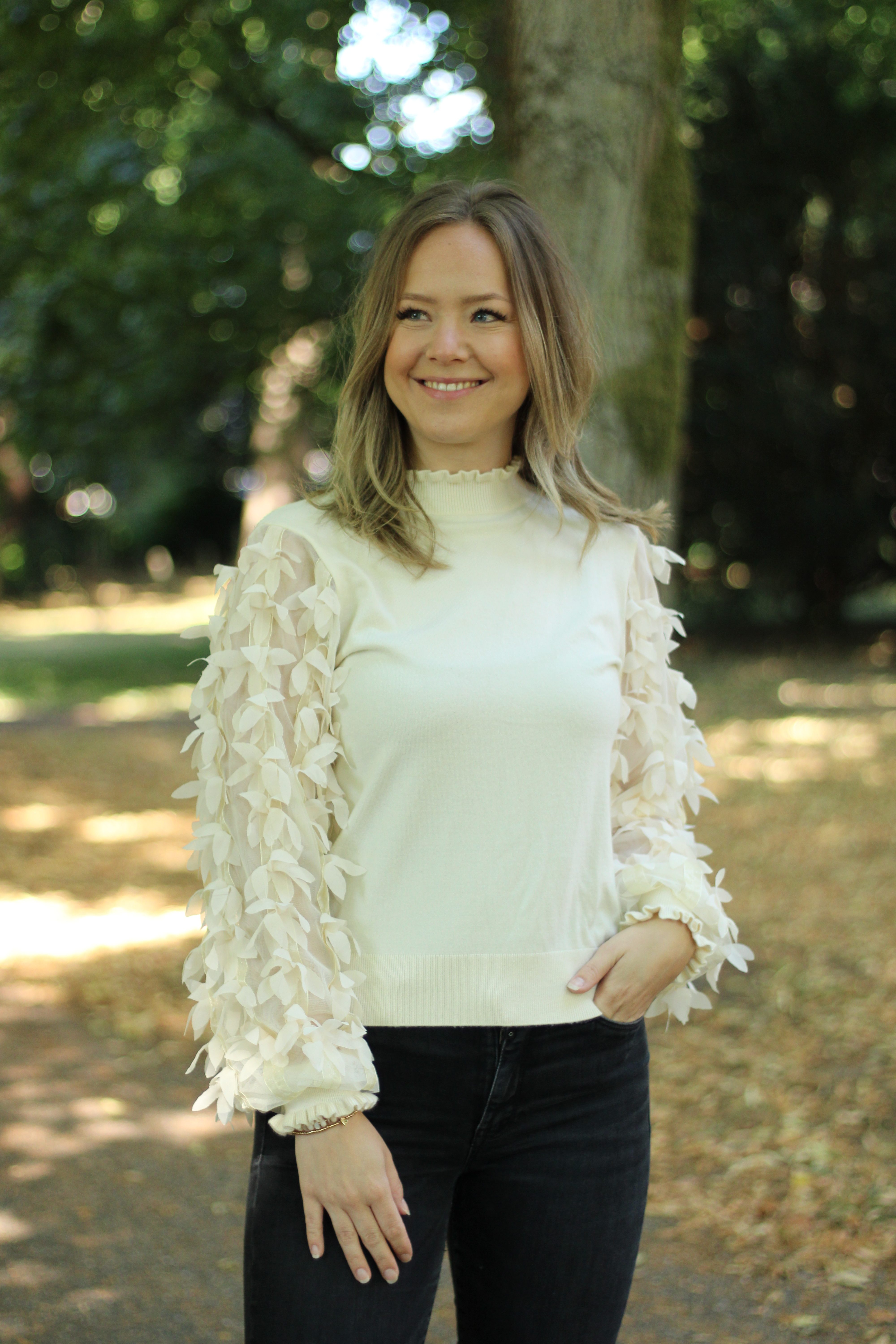 Rino & Pelle - Romi Knitted Pullover With Fancy Sleeves - Birch