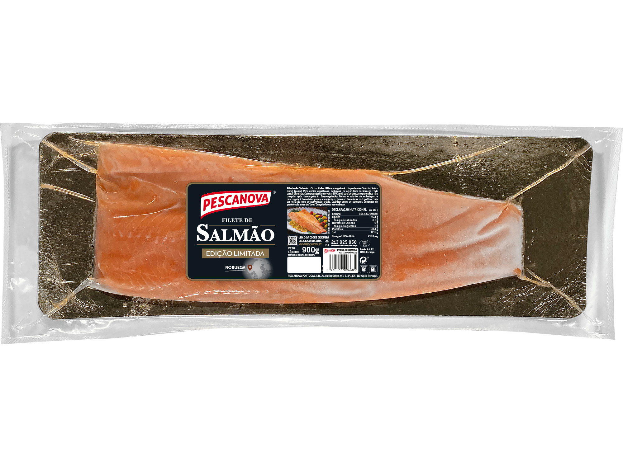 FILETES PESCANOVA SALMÃO DA NORUEGA COM PELE 900G