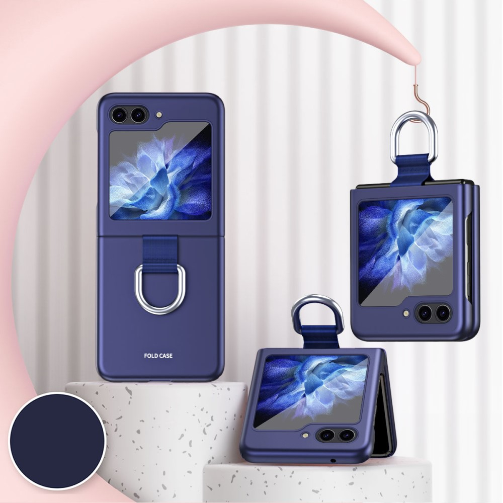 Samsung Galaxy Z Flip7 FE / Z Flip6 5G Soft Touch Hardcase Schutzhülle mit Ring - Blau