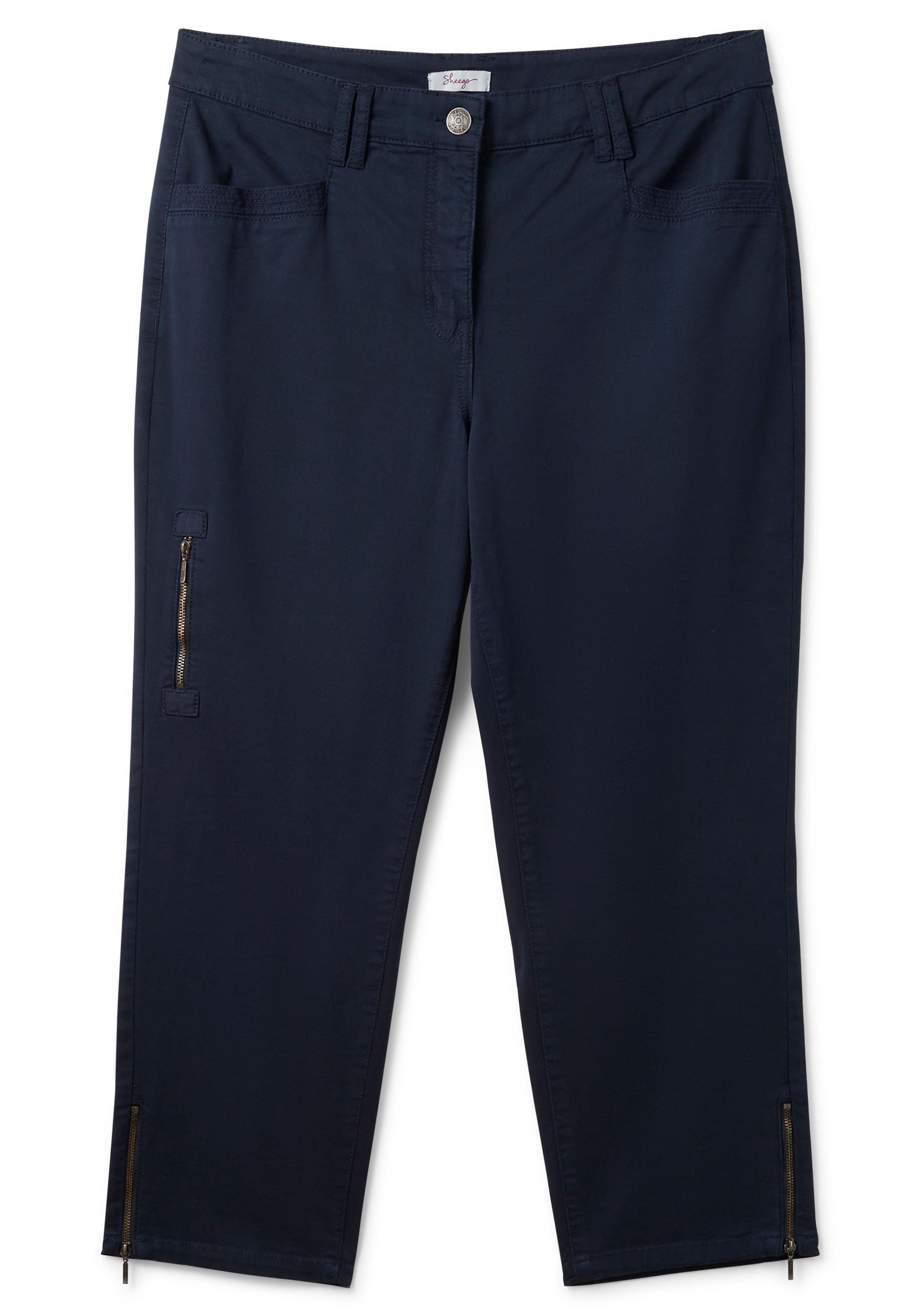 Schmale Twill-Hose in 7/8-Länge, mit Zipper-Details