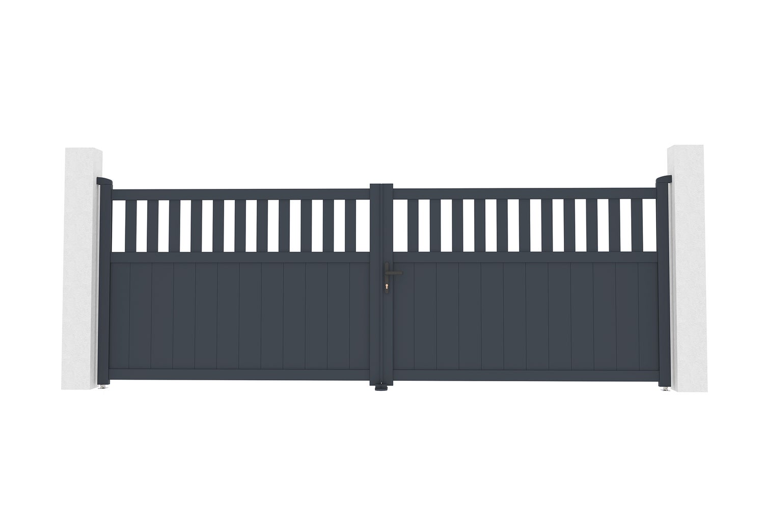 Dubbele aluminium poort, 4m, SANTIS 400B140 Grijs