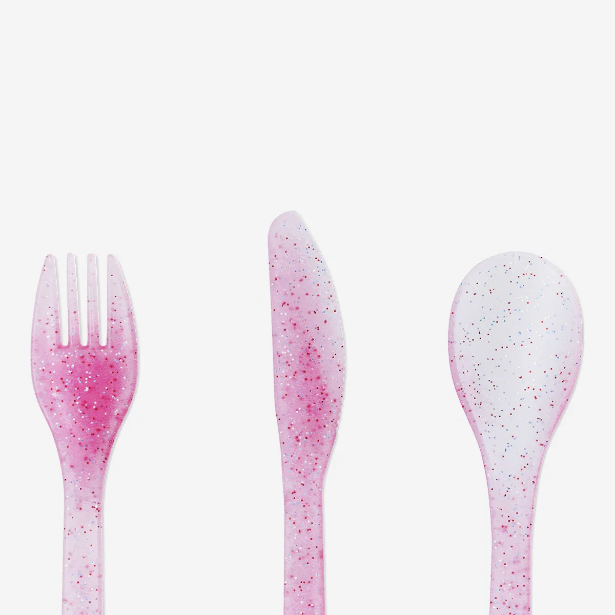 Lyserødt plastikbestik - 6 stk.