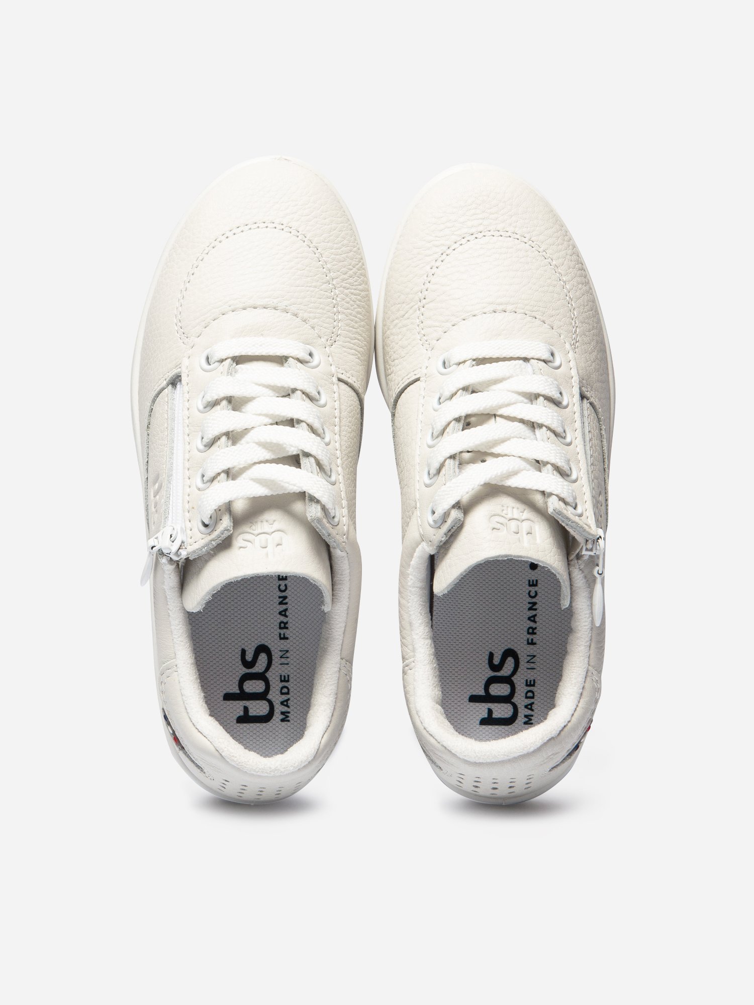 Baskets Cuir Femme Zip Blanc