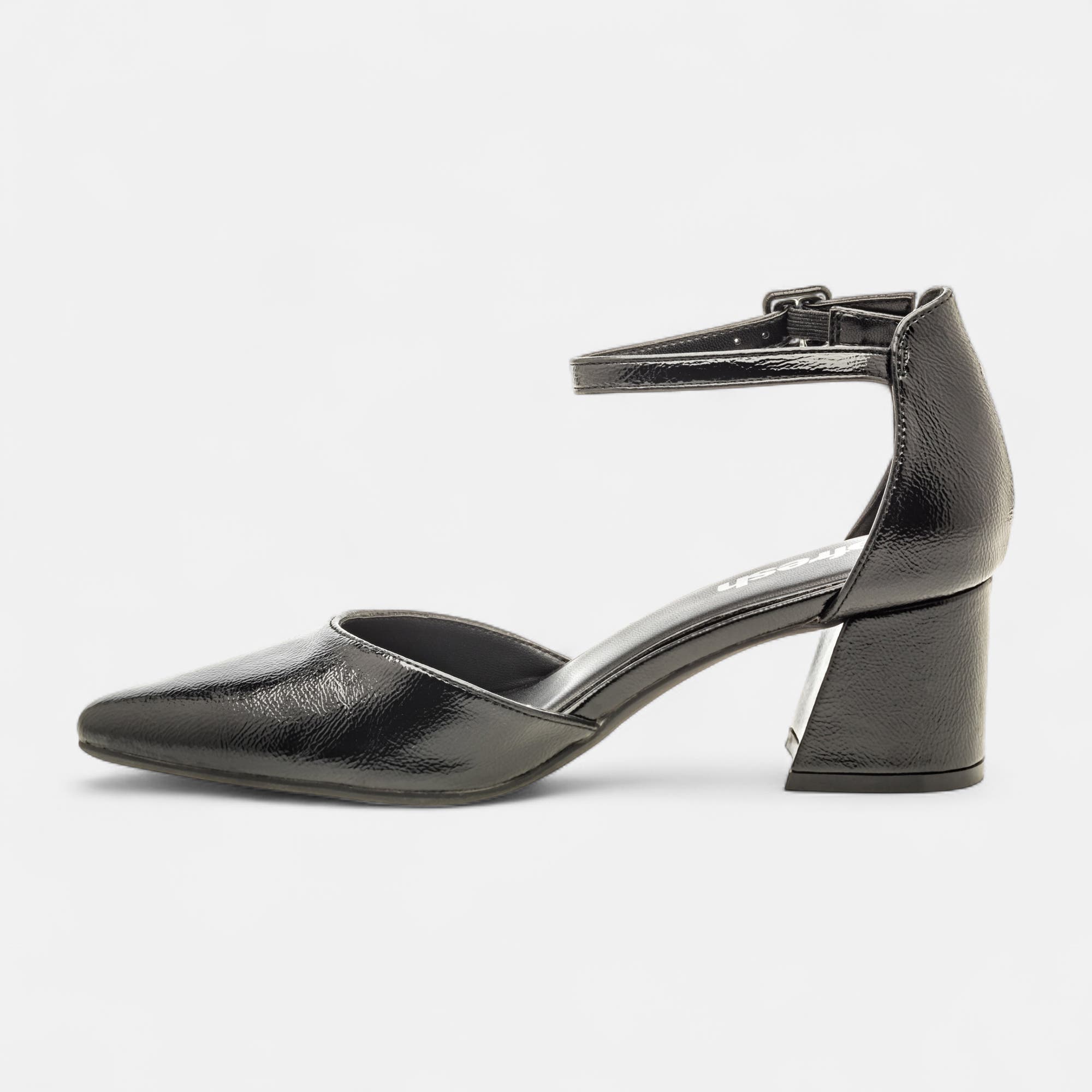 Escarpins quartiers ouverts à talon Femme noir vernis