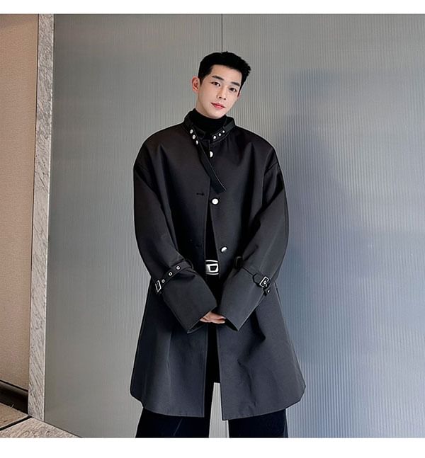 Freehop - Effen lange enkelrijs trenchcoat
