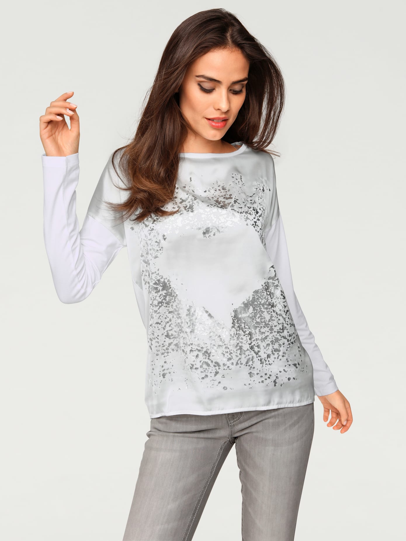 T-shirt ample imprimé tendance à effet métallisé