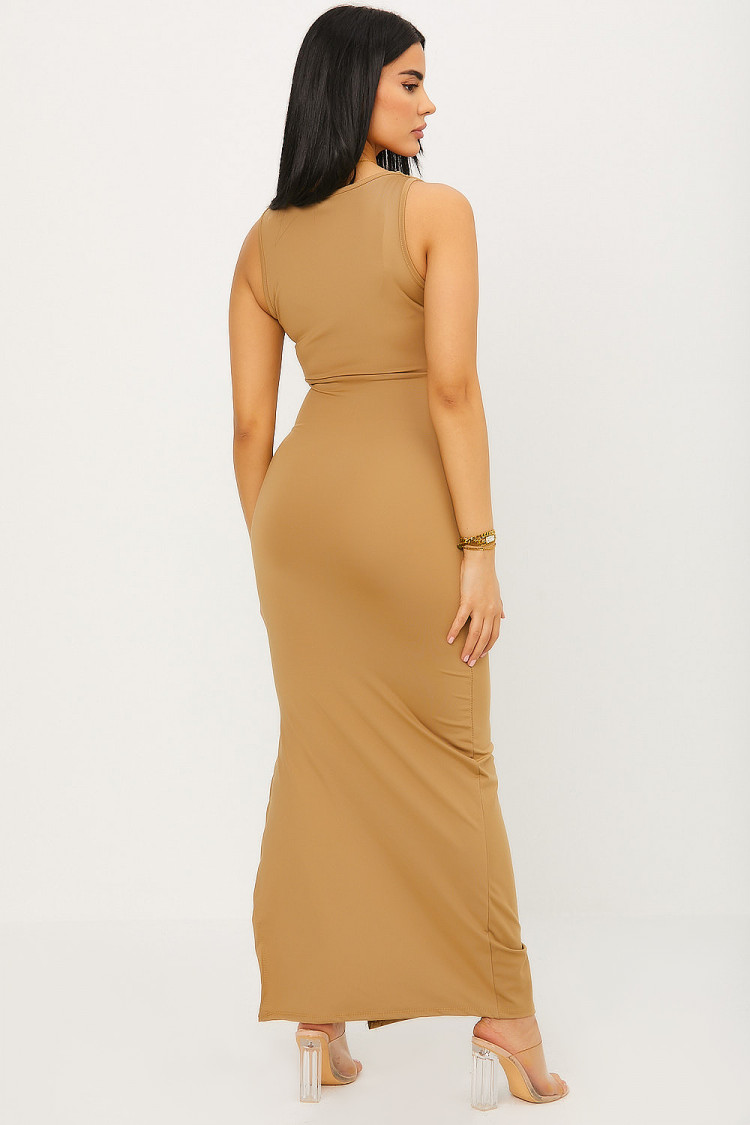 Robe camelle moulante droite
