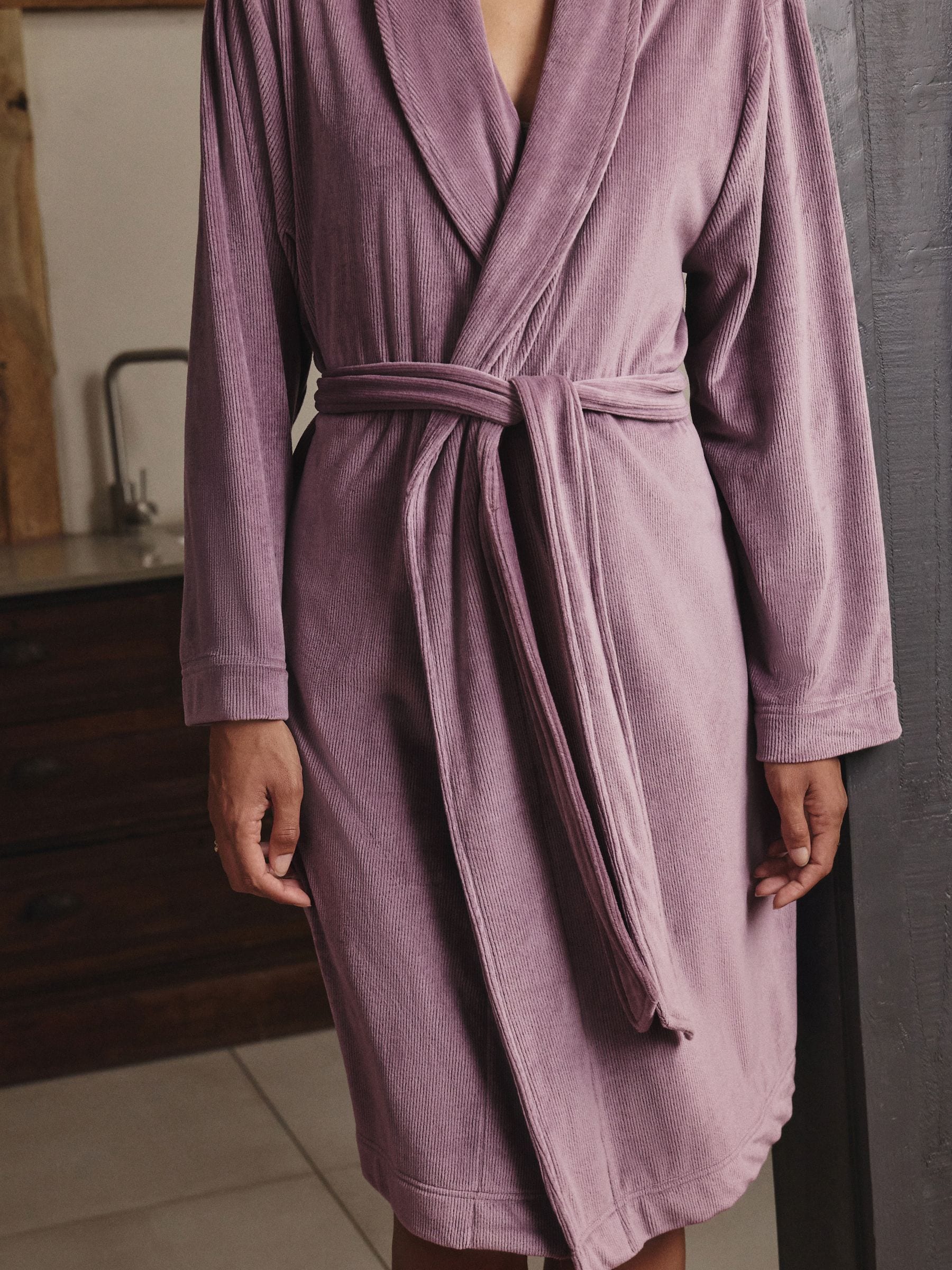 Mauve-paars - Studio Cosy Cord Dressing Gown