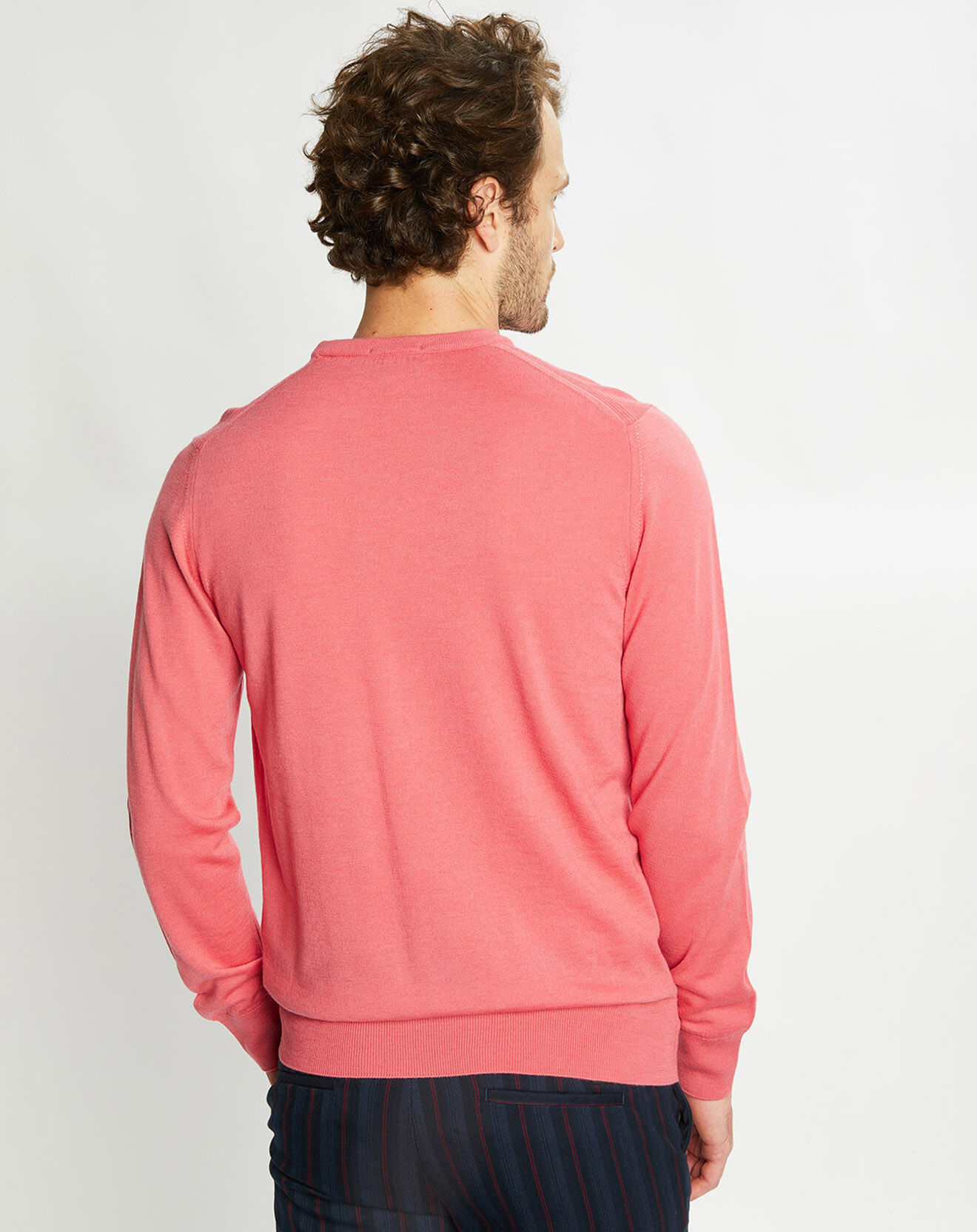 Scotch & Soda Pull 100% Laine col rond rose foncé