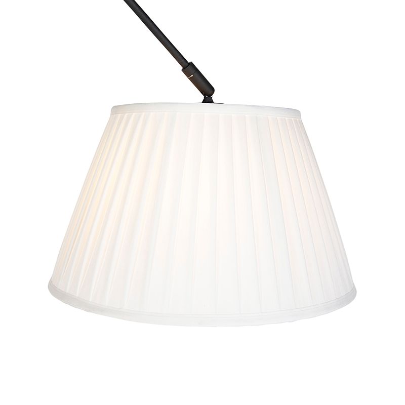 Hanglamp zwart met plisse kap 35cm crème - Blitz