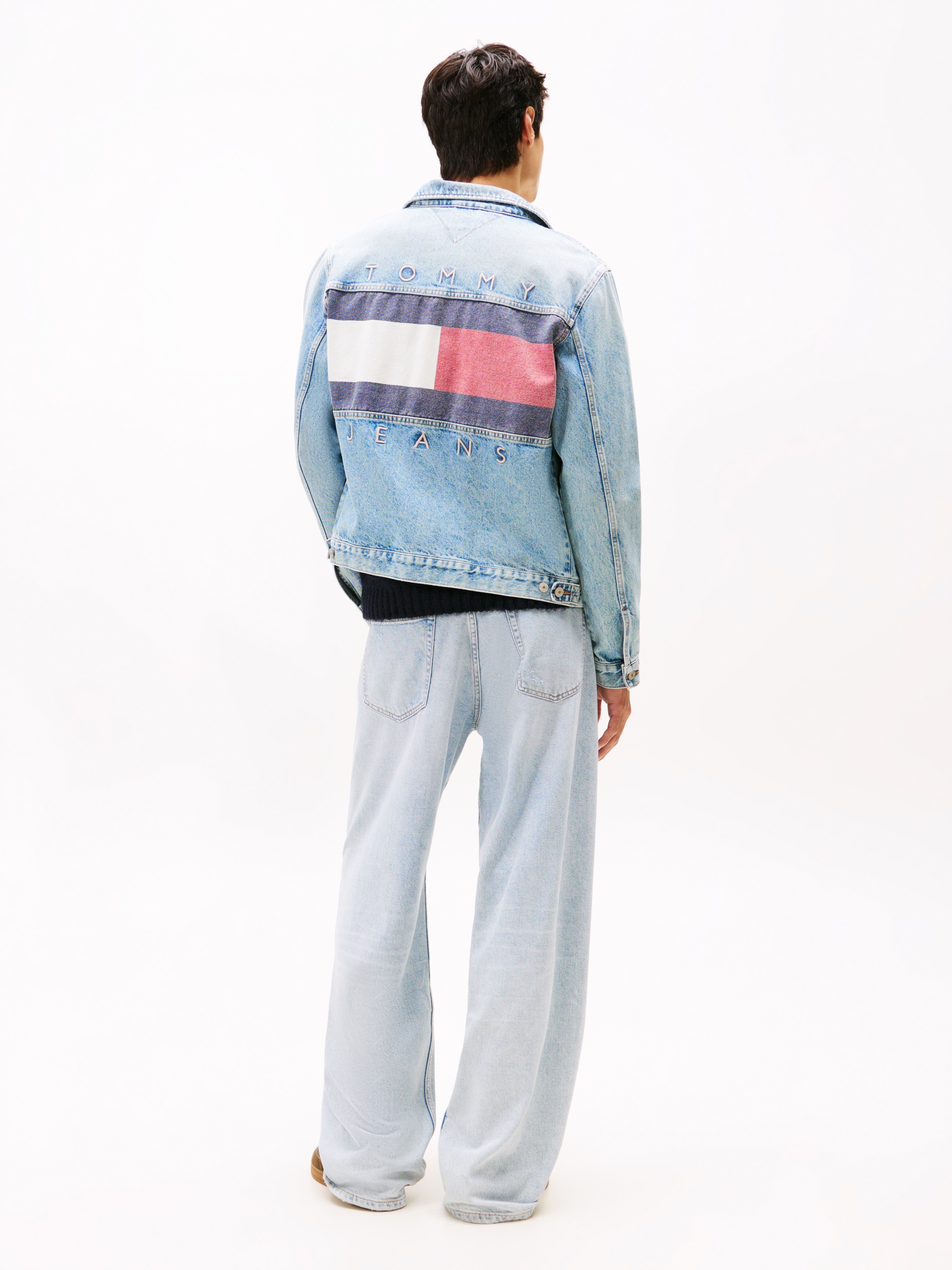 Tommy Jeans Jeansjacke »RYAN RGLR TRCKR RWB  EXT CI6033« ohne Kapuze Freizeitjacke, Übergangsjacke,  Mit Rundhalsausschnitt