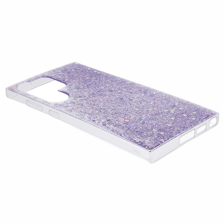 Samsung Galaxy S23 Ultra 5G Gummi Case Schutzhülle im Glitzer Design - Lila / Transparent