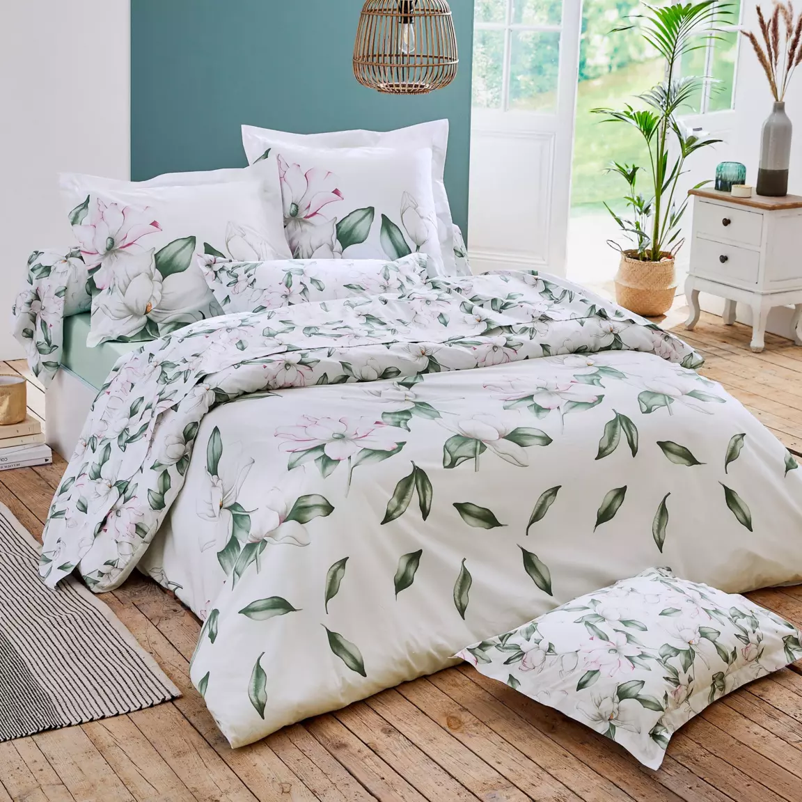 Taie d'oreiller rectangulaire percale de coton (50 x 70 cm) Magnolia Vert sauge