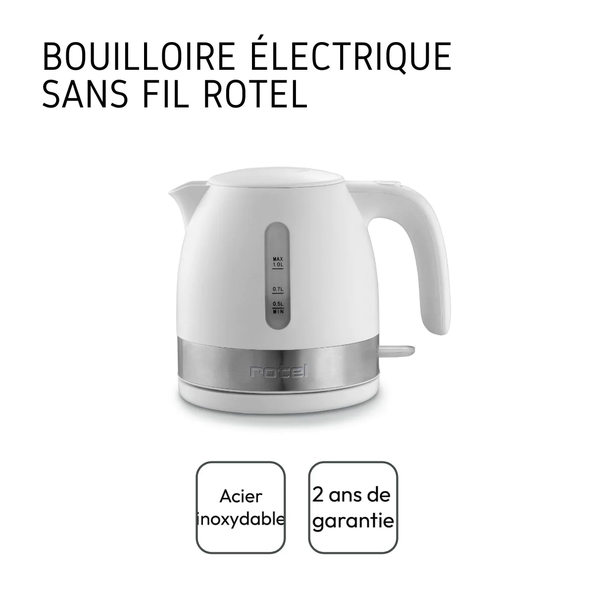 Bouilloire électrique inox sans fil 1 litre Rotel Rotel