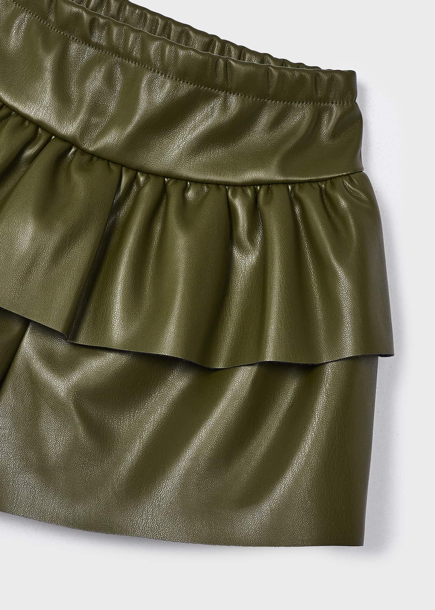 calças culote de couro sintético para meninas