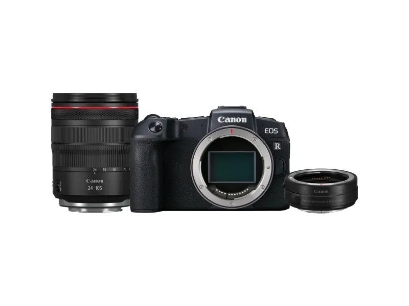 Canon EOS RP - Digitalkamera - spejlløst - 26.2 MP - Full Frame - 4K / 25 fps - 4.3x optisk zoom RF 24-105 mm F4 L IS USM objektiv - Wi-Fi, Bluetooth - med Canon Mount Adapter EF-EOS R