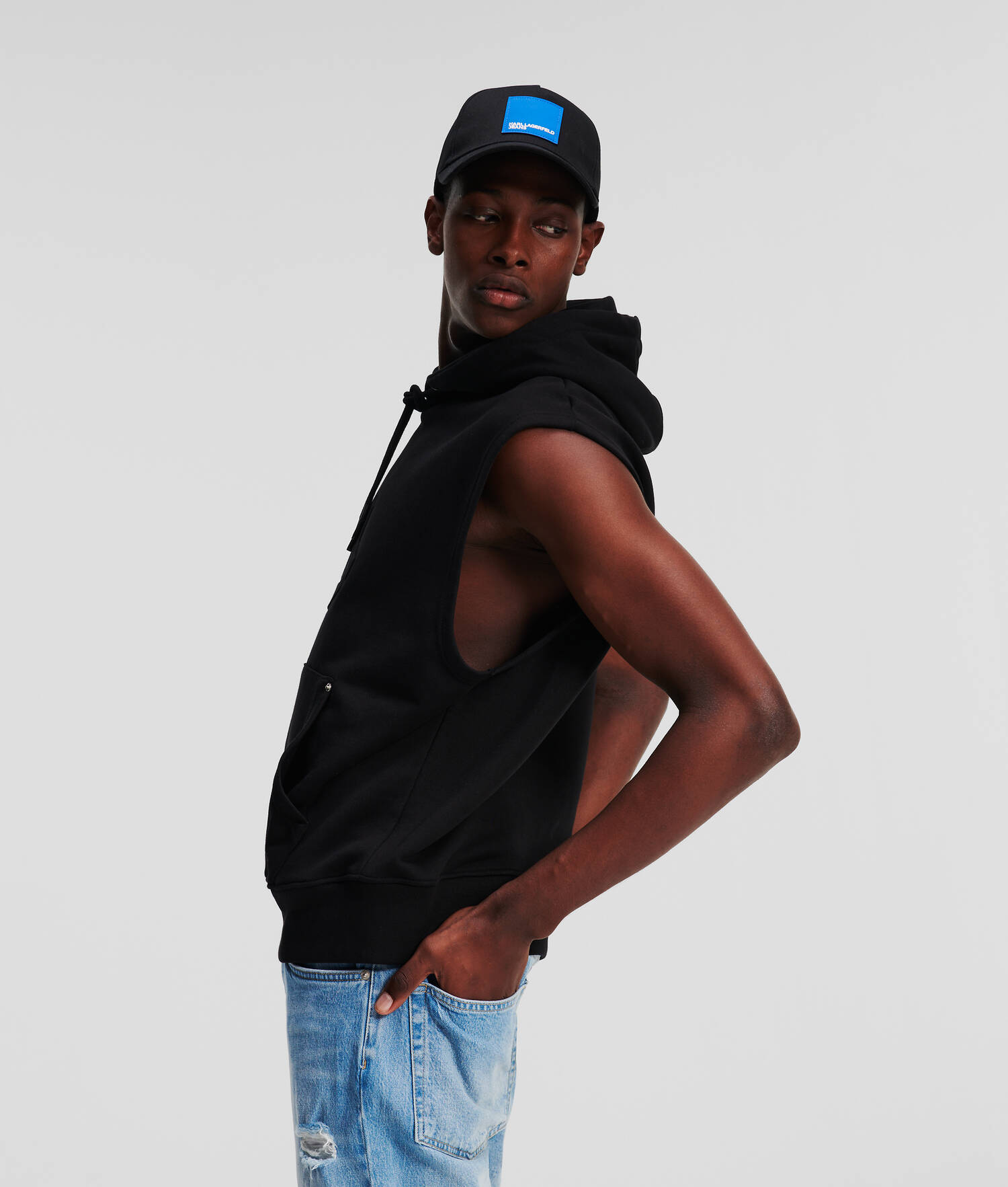 SWEAT À CAPUCHE SANS MANCHES KLJ MONOGRAM
