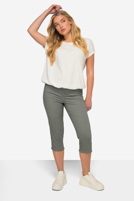 Caprihose, Jeggings, Fransensaum, Elastikbund, mit recycelten Materialien
