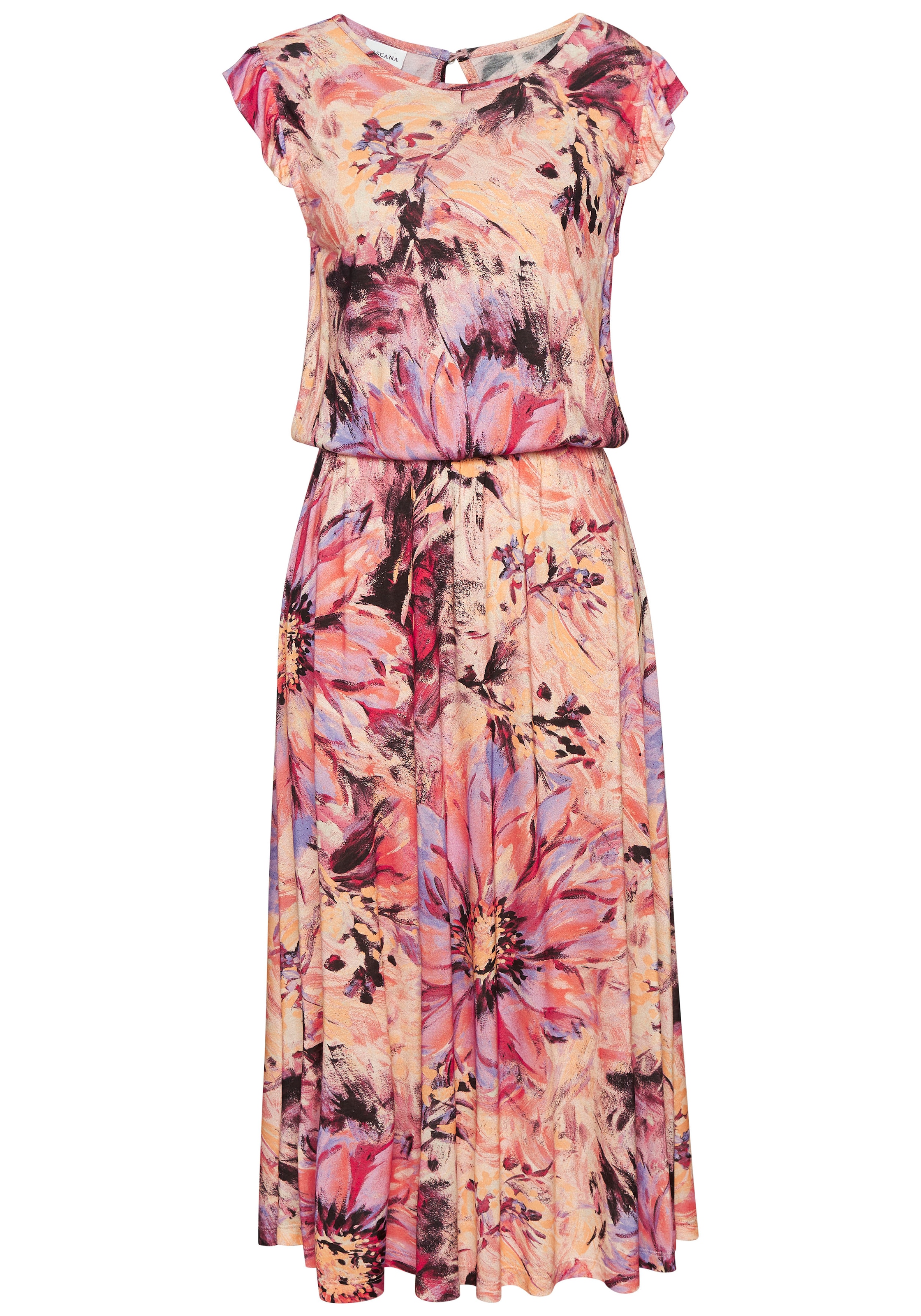 LASCANA Midikleid mit Rüschenärmeln