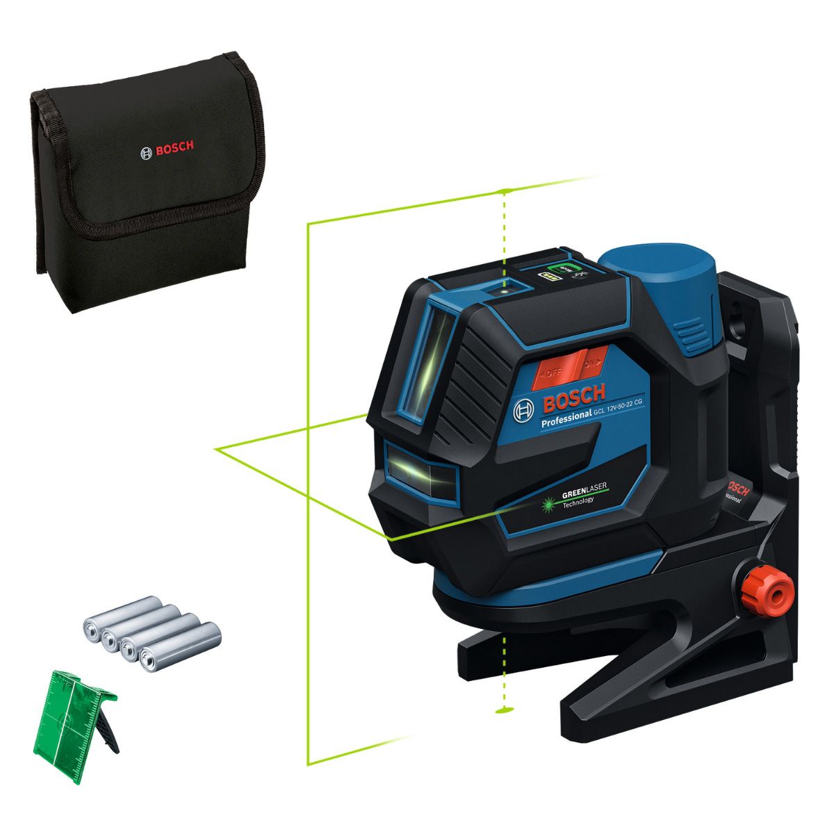 Bosch Professional GCL 12V-50-22 CG Punt- en kruislijnlaser groen 12V Basic Body met batterijhouder - 0601066S00